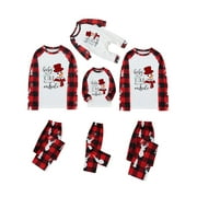 Ma&Baby Matching Family Pajamas Sets Christmas PJ's Snowman Print Top and Plaid Pants Sleepwear