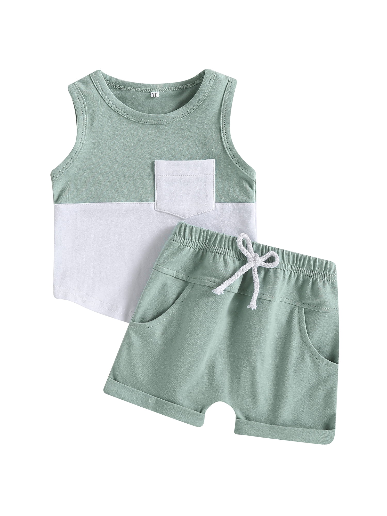 Ma&Baby Newborn Baby Boy Summer Cotton Outfit Set Sleeveless Vest and