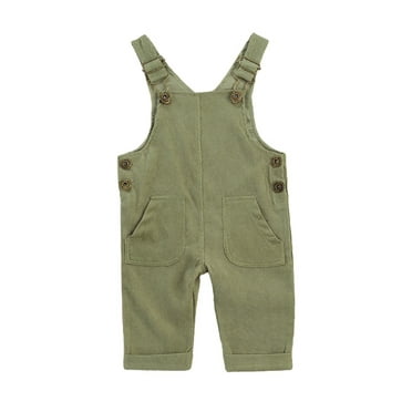 Ma&Baby Newborn Girl Boy Bib Overalls Corduroy One Piece Suspender Pants with Pockets(Green,0-6 Months)