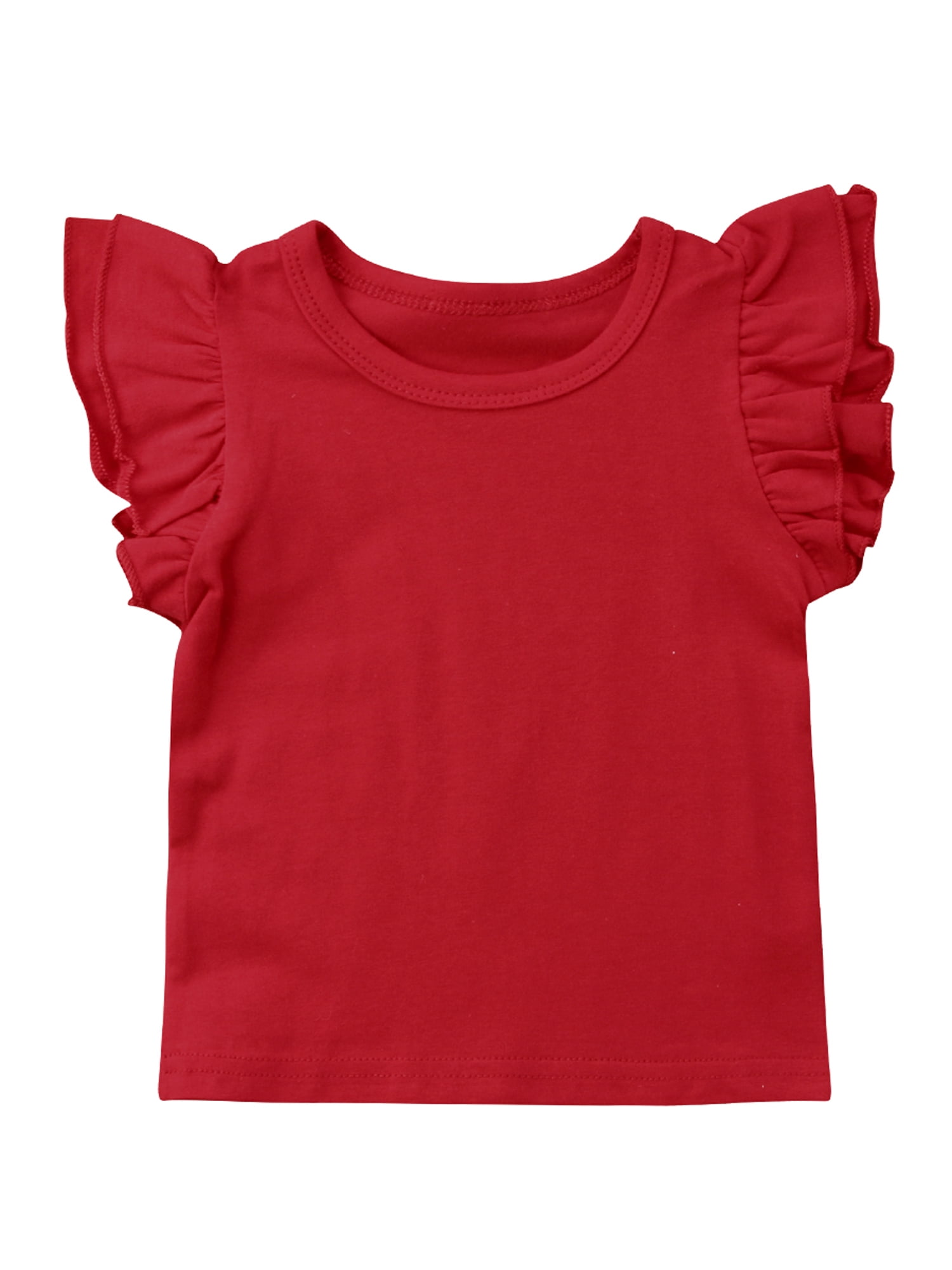 Ma Baby Toddler Baby Girl Basic Plain Ruffle Sleeve Cotton T Shirts Tops Tee Casual Clothes 0 6 Years