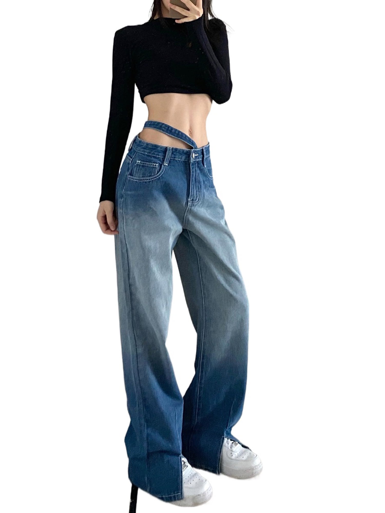 Hopecn Women Y2K Baggy Jeans Star Aesthetic High Waist Straight Leg Cargo  Pants 90S Vintage Fashion Grunge Streetwear.(Blue14-S) at  Women's  Jeans store