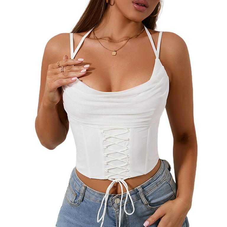 Ma&Baby Women Tank Tops Spaghetti Strap Camisoles Sleeveless Cami Vest Tops  Crop Tank Top Streetwear 