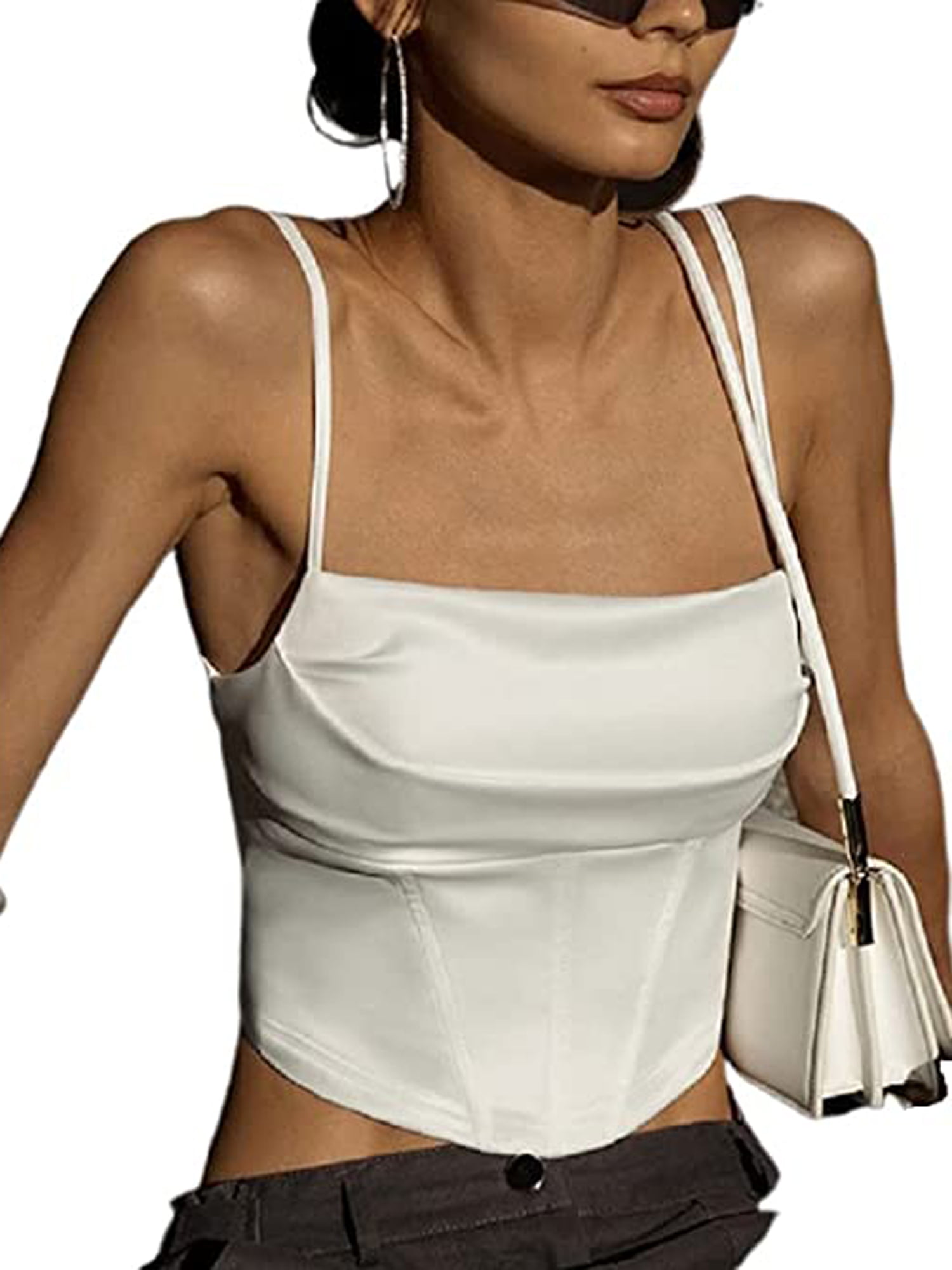 Ma&Baby Women Tank Tops Spaghetti Strap Camisoles Sleeveless Cami Vest Tops  Crop Tank Top Streetwear 