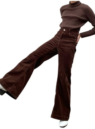 Capreze Corduroy Pants For Women Bootcut High Waist Wide Leg Trousers Pants  Ladies Fall Vintage Flared Pants Loungewear Green S