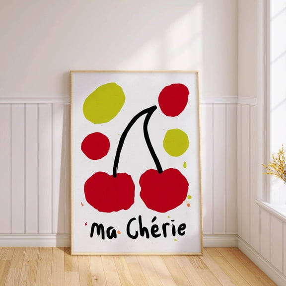 Ma Cherie Cherry French Inspired Wall Art, Unframed Paper Poster 8x10in