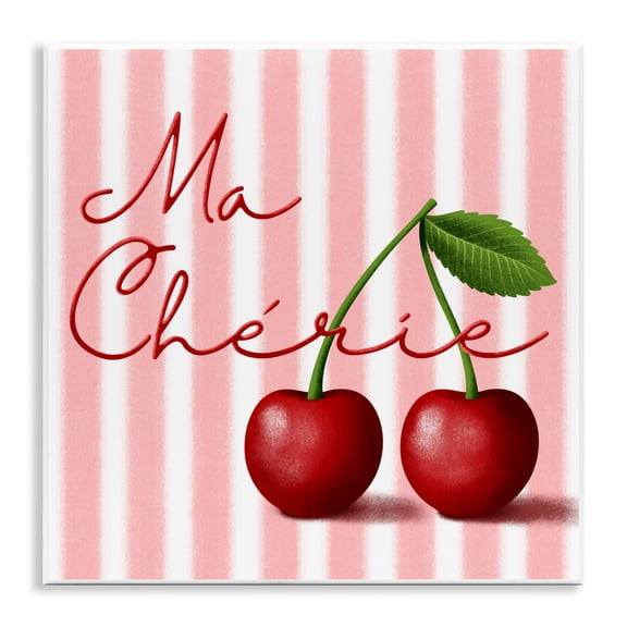 Stupell Industries Ma Cherie Stripes & Cherries Wall Plaque Art, design by Marcus Prime
