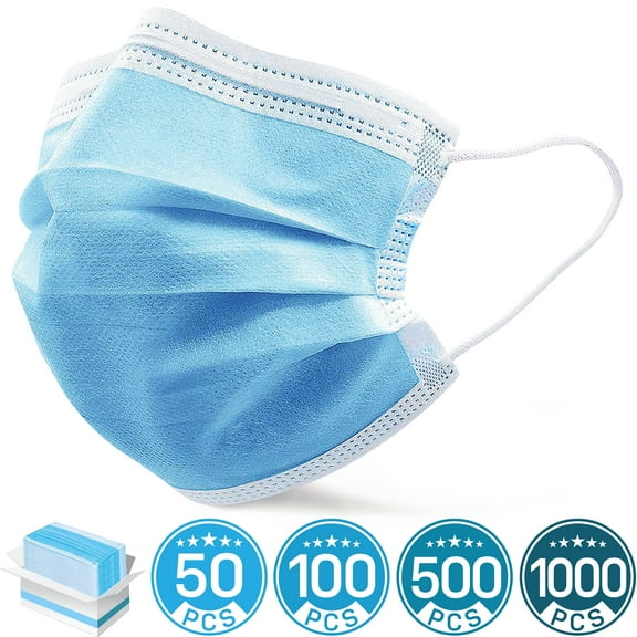 Ma Croix 3 Ply Disposable Face Masks for Summer, Blue Mask with Earloop in Box