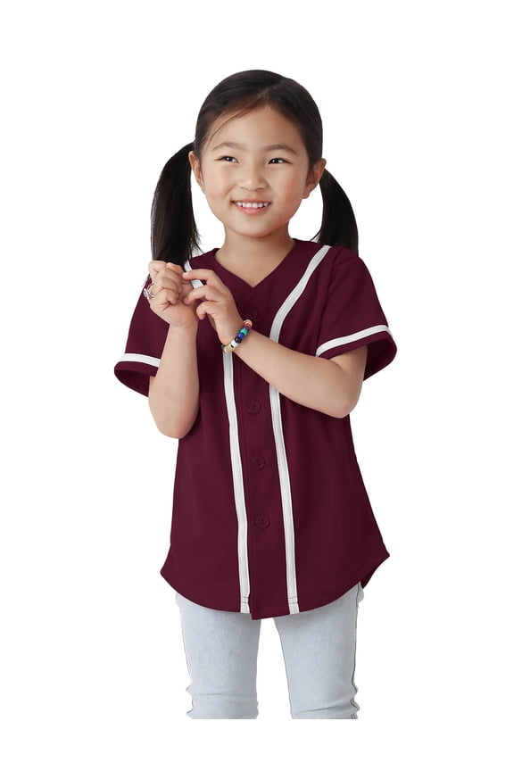 Kids Baseball Button Down Jersey Youth Active Athletic Uniform