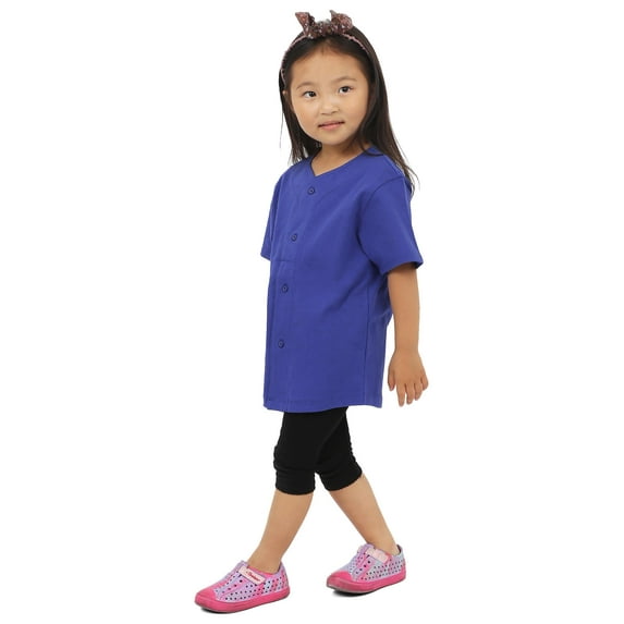 Kids Baseball Jersey Button Down Plain Shirt Short Sleeve Little League Actice Sports Tee