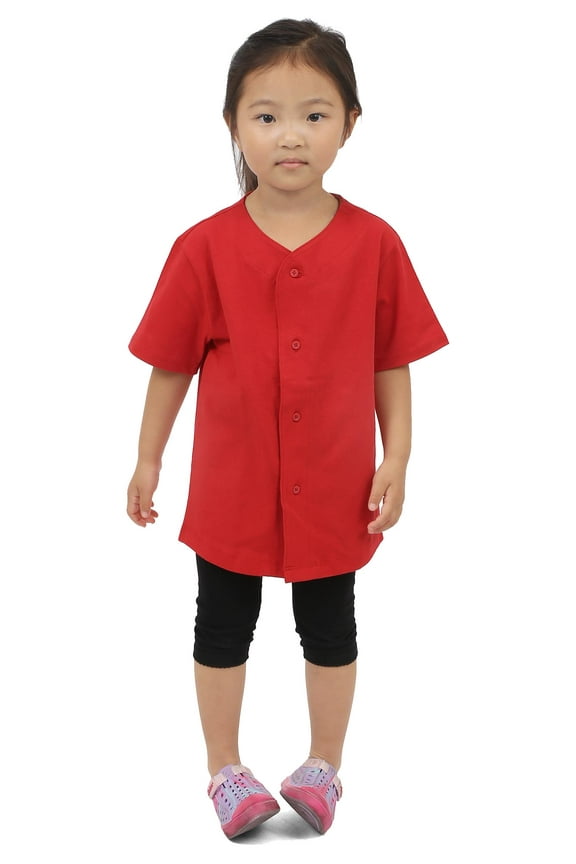 Kids Baseball Jersey Button Down Plain Shirt Short Sleeve League Actice Sports Tee