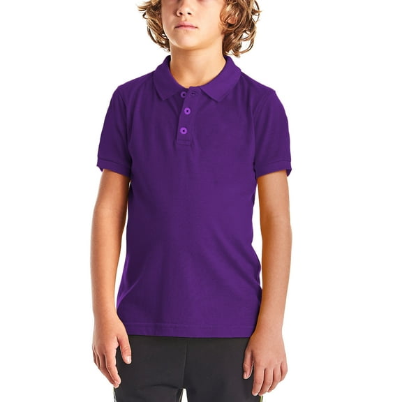 Ma Croix Kids Pique Polo Shirt Solid Plain Short Sleeve Uniform Regular Fit