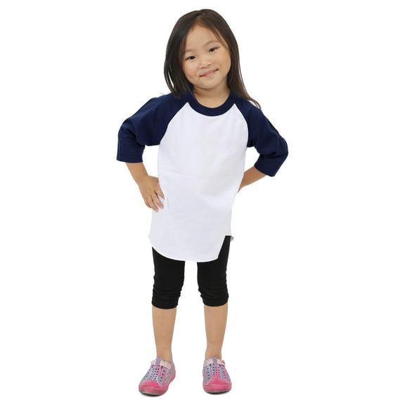 Ma Croix Kids Plain Raglan Baseball T-Shirt with 3/4 Sleeve Little League