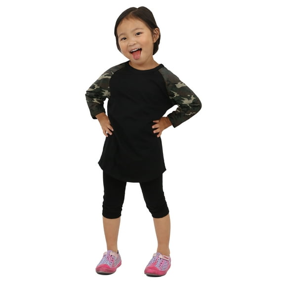 Ma Croix Kids Plain Raglan Baseball T-Shirt with 3/4 Sleeve Little League