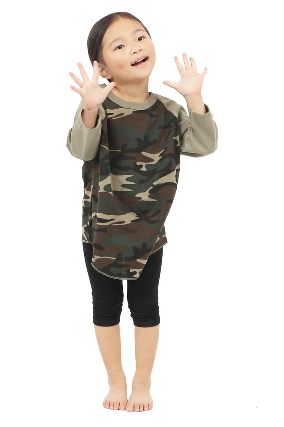 Kids Plain Raglan Baseball T-Shirt with 3/4 Sleeve Little League