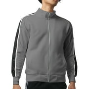 Ma Croix Men's Active Slim Fit Track Jacket with Button Sleeve Accents
