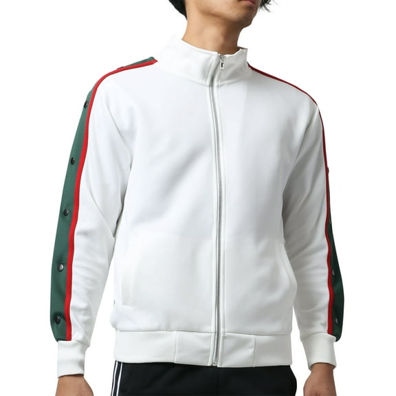 Ma Croix Men's Active Slim Fit Track Jacket with Button Sleeve Accents