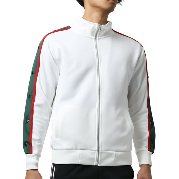 Ma Croix Men's Active Slim Fit Track Jacket with Button Sleeve Accents