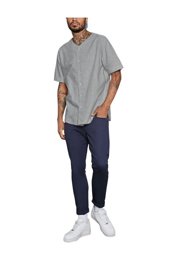 Men's Baseball Solid Plain Button Down Jersey Active Sportswear