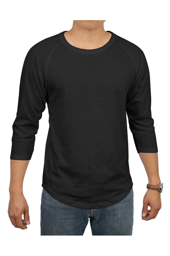 Men's Basic Raglan 3/4 Sleeve Tee Shirts Baseball Solid Athletic Crew Neck