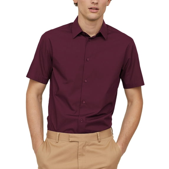 Ma Croix Men's Basic Urban Slim Fit Short Sleeve Dress Shirts