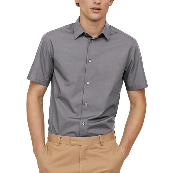 Ma Croix Men's Basic Urban Slim Fit Short Sleeve Dress Shirts