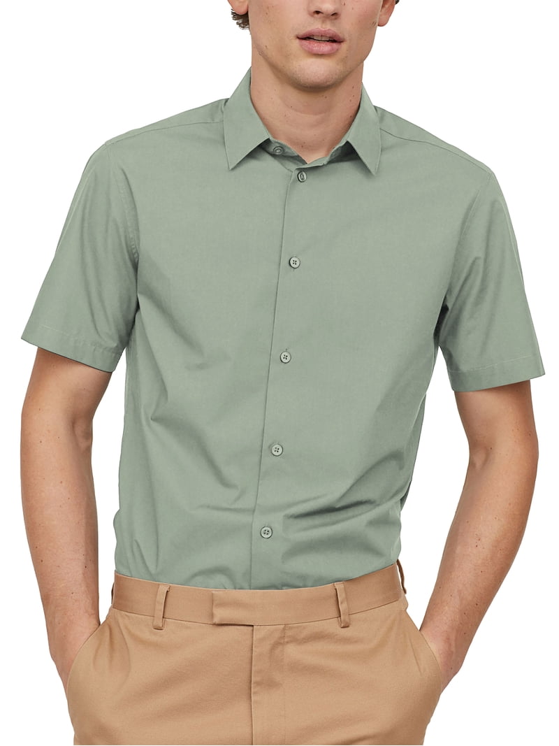 short sleeve dress shirts slim fit Slim Short Sleeve Cotton Stretch 1mx Dress Shirt