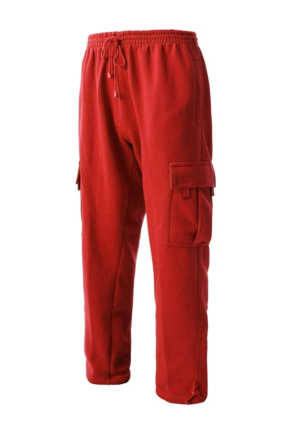 Men's Cargo Sweatpants Heavy Weight Fleece Long Pants M-5XL