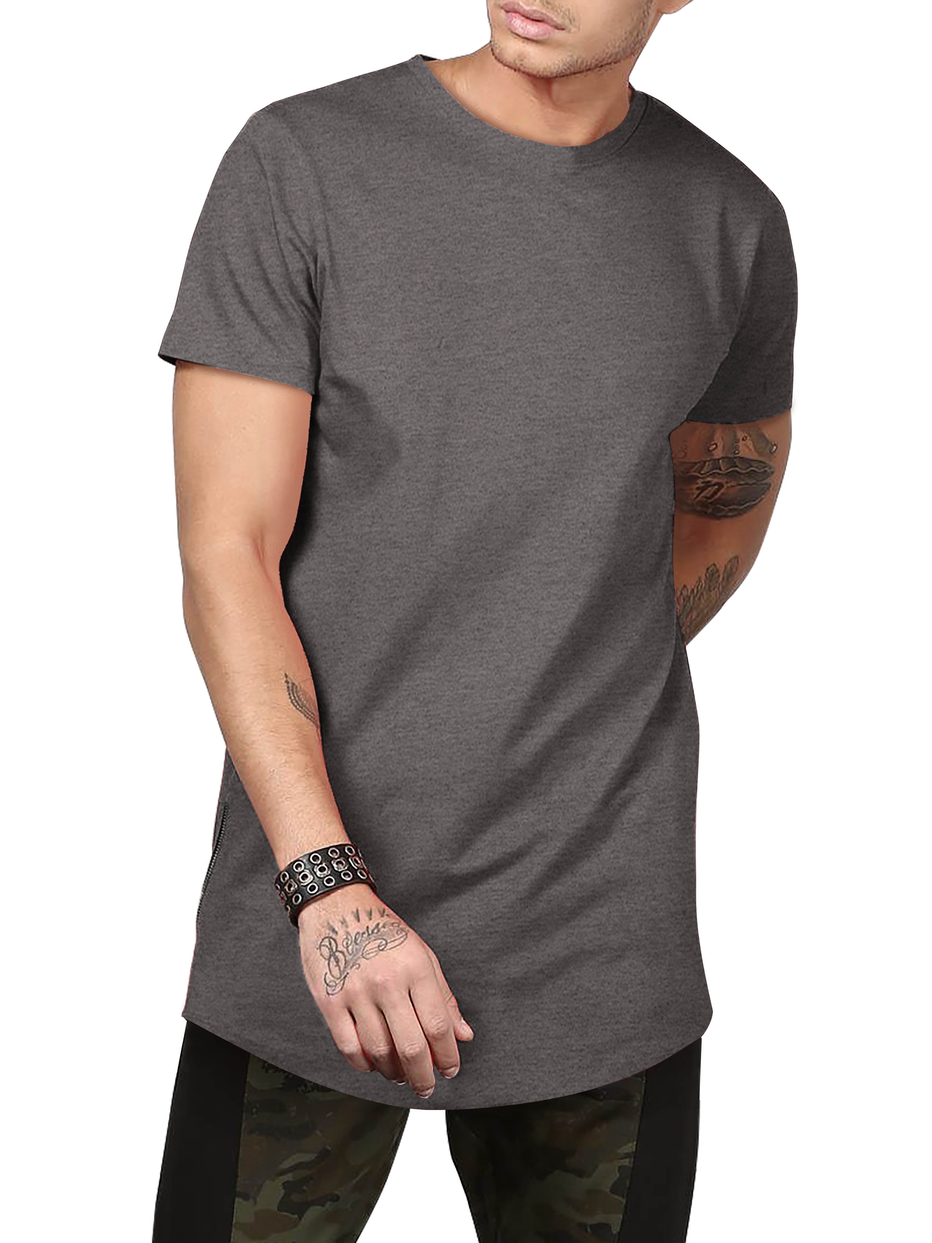 Ma Croix Men s Casual Longtail Extended Slim Fit Hip Hop Crew Neck