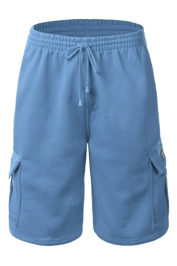 Men's Casual Loose Fit Fleece Cargo Sweat Shorts with Elastic Deawstring