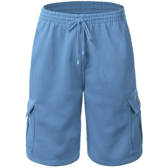 Ma Croix Men's Casual Loose Fit Fleece Cargo Sweat Shorts with Elastic Deawstring