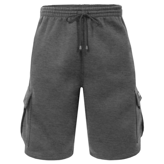 Ma Croix Men's Casual Loose Fit Fleece Cargo Sweat Shorts with Elastic Deawstring