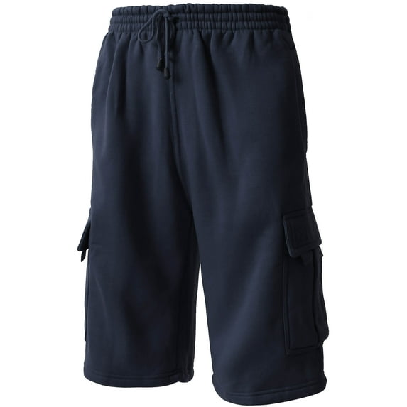 Ma Croix Men's Comfort Fleece Cargo Sweat Shorts with Drawstring