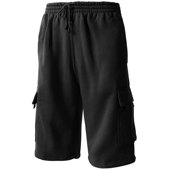 Ma Croix Men's Comfort Fleece Cargo Sweat Shorts with Drawstring