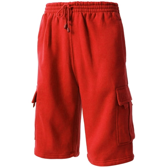 Ma Croix Men's Comfort Fleece Cargo Sweat Shorts with Drawstring