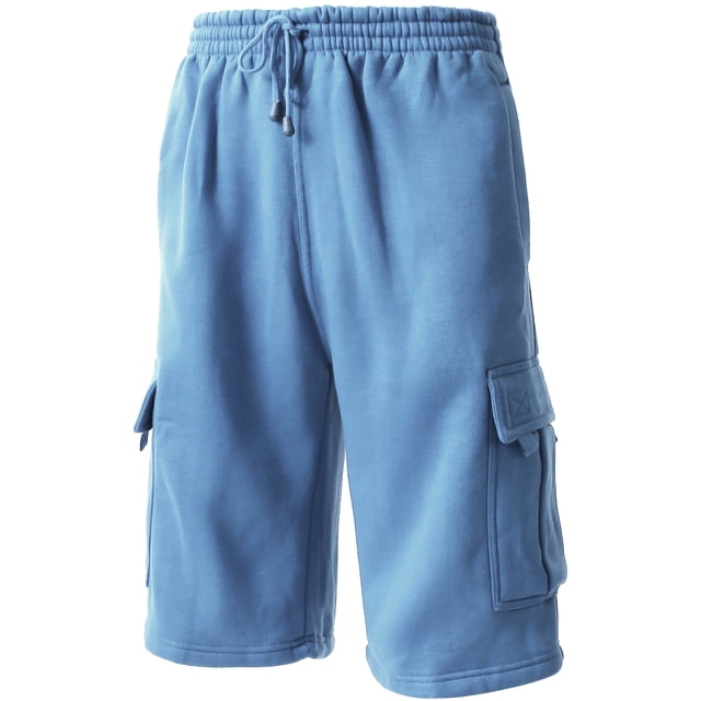 Ma Croix Men's Comfort Fleece Cargo Sweat Shorts with Drawstring