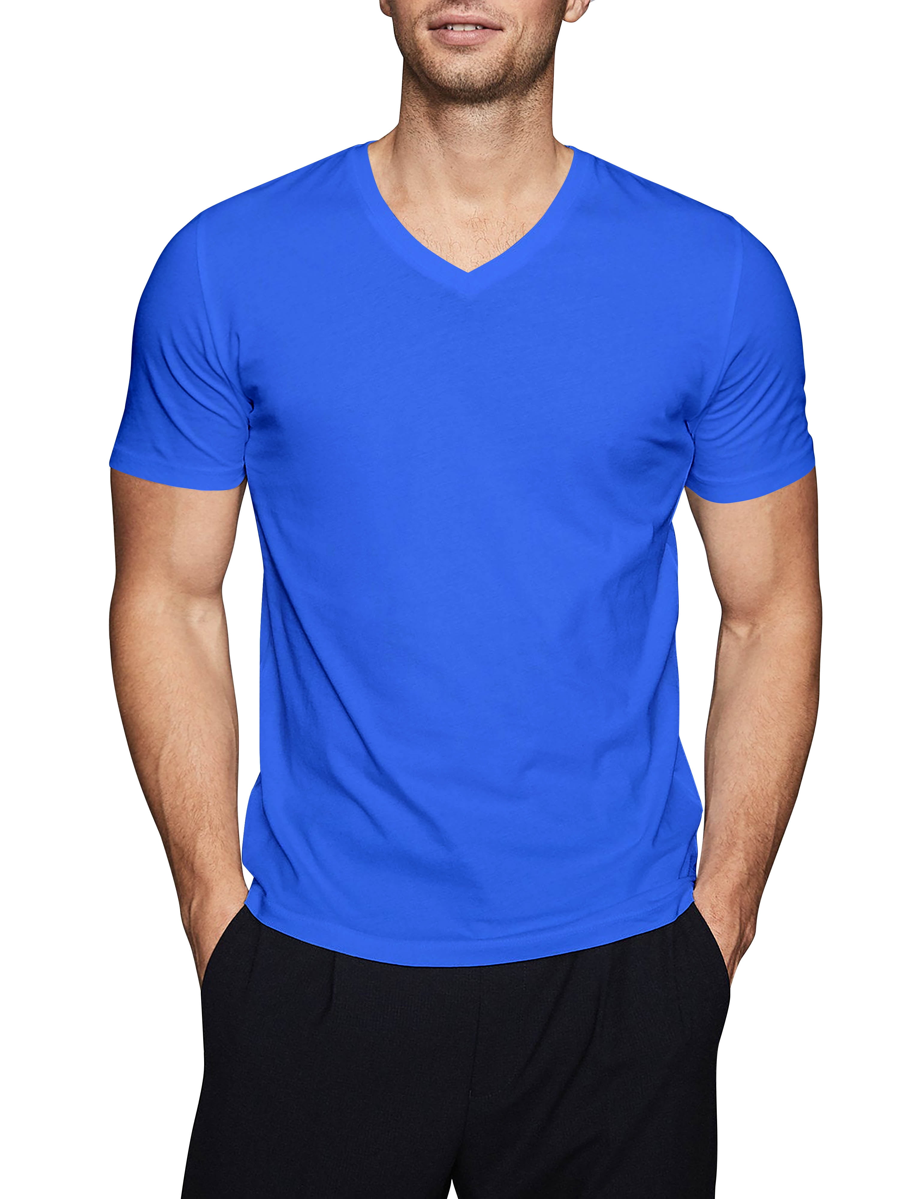 Ma Croix Men's Comfort Short Sleeve Cotton V Neck T-Shirts Plain Tee ...