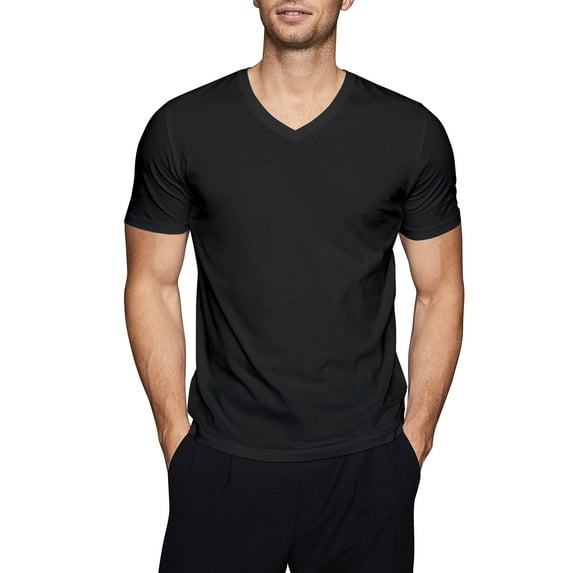 Ma Croix Men's Comfort Short Sleeve Cotton V Neck T-Shirts Plain Tee