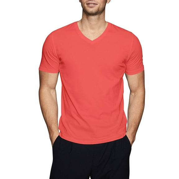 Ma Croix Men's Comfort Short Sleeve Cotton V Neck T-Shirts Plain Tee