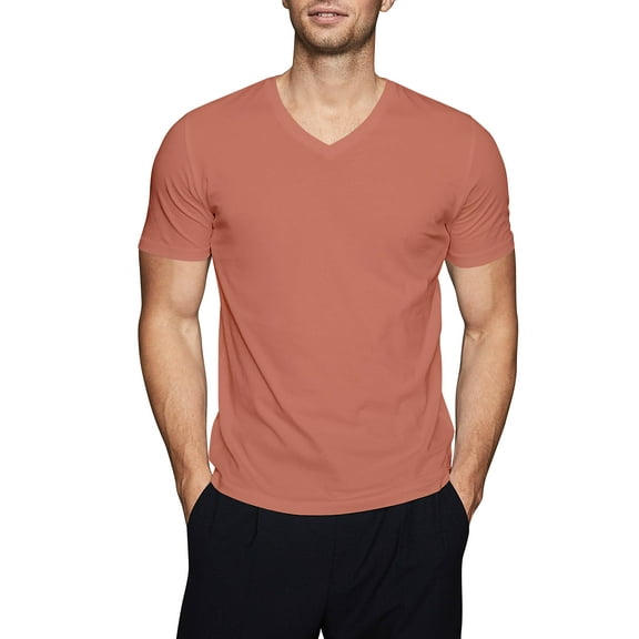 Ma Croix Men's Comfort Short Sleeve Cotton V Neck T-Shirts Plain Tee
