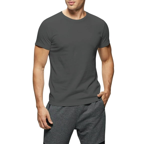 Ma Croix Men's Crew Neck T-Shirts Solid Short Sleeve Tee (3X-Large, Charcoal)