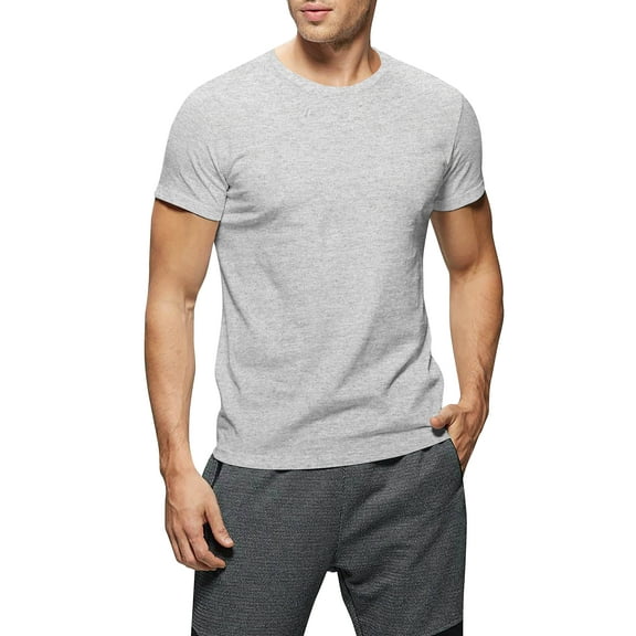 Ma Croix Men's Crew Neck T-Shirts Solid Short Sleeve Tee (Large, Athletic Heather)