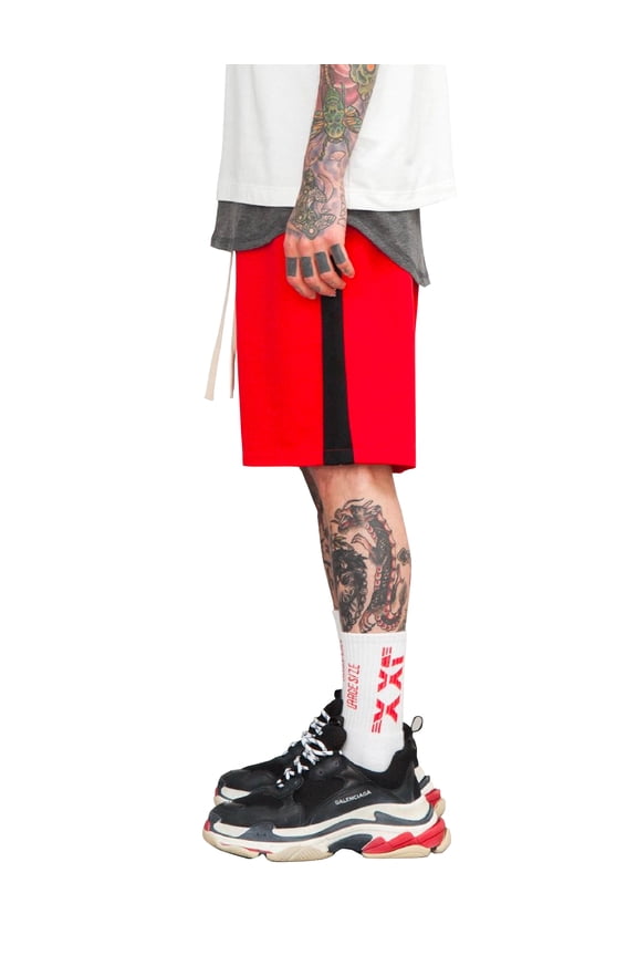 Men's Elastic Waist Stripe Track Shorts with Casual Drawstring