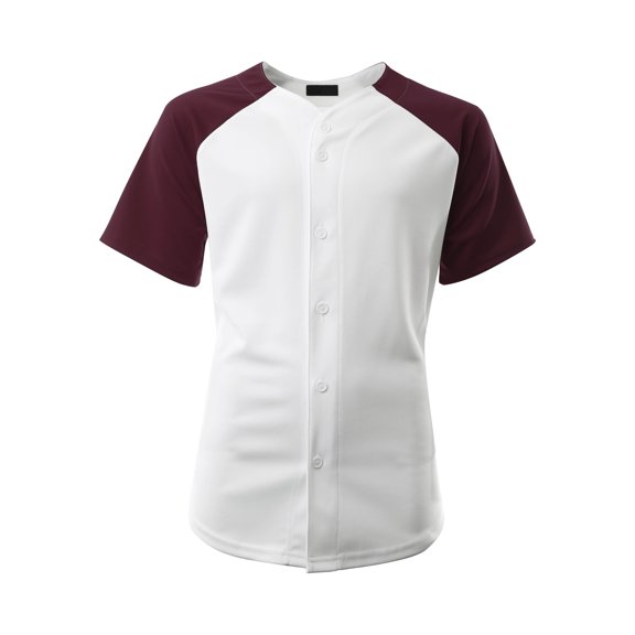 Ma Croix Men's Hip Hop Baseball Tee Button Down Street Inspired Sport Fit Two Tone Raglan Jersey