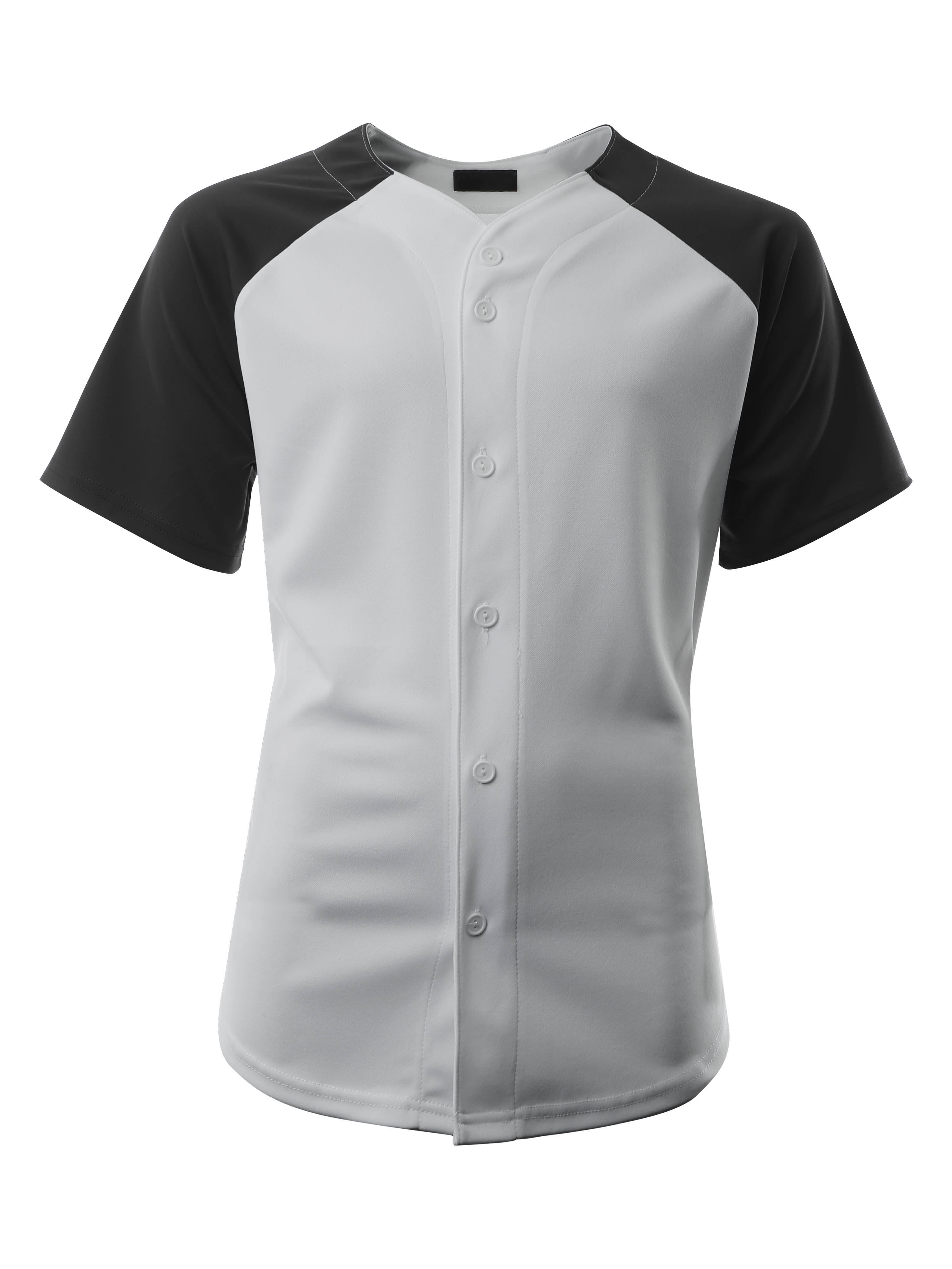 Ma Croix Men's Hip Hop Baseball Tee Button Down Street Inspired Sport Fit Two Tone Raglan Jersey