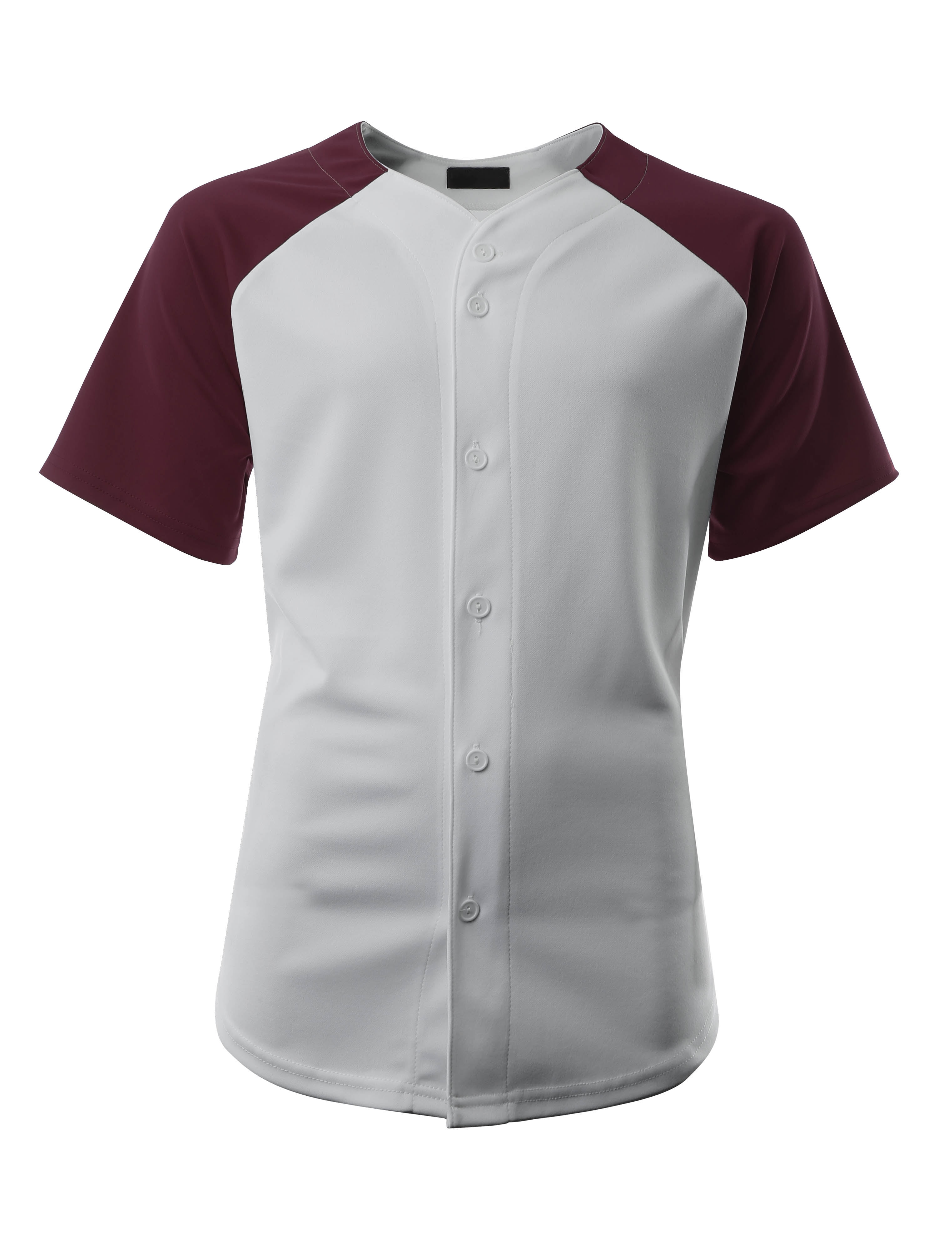 Ma Croix Men's Hip Hop Baseball Tee Button Down Street Inspired Sport Fit Two Tone Raglan Jersey