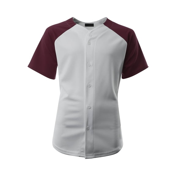 Ma Croix Men's Hip Hop Baseball Tee Button Down Street Inspired Sport Fit Two Tone Raglan Jersey