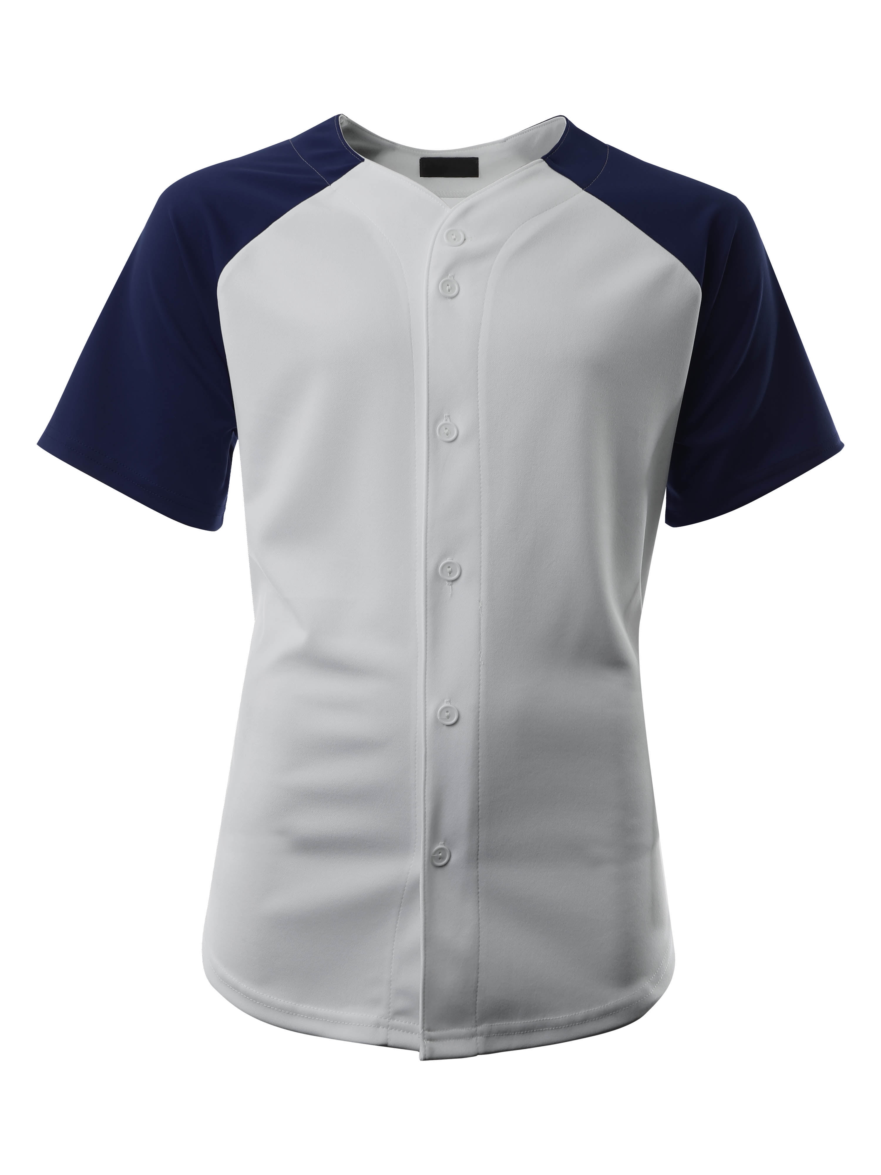 Ma Croix Men's Hip Hop Baseball Tee Button Down Street Inspired Sport Fit Two Tone Raglan Jersey