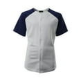 thumbnail image 1 of Ma Croix Men's Hip Hop Baseball Tee Button Down Street Inspired Sport Fit Two Tone Raglan Jersey, 1 of 7