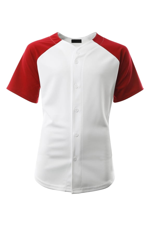 Men's Hip Hop Baseball Tee Button Down Street Inspired Sport Fit Two Tone Raglan Jersey