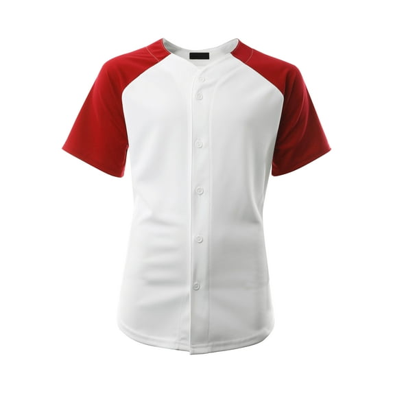 Ma Croix Men's Hip Hop Baseball Tee Button Down Street Inspired Sport Fit Two Tone Raglan Jersey